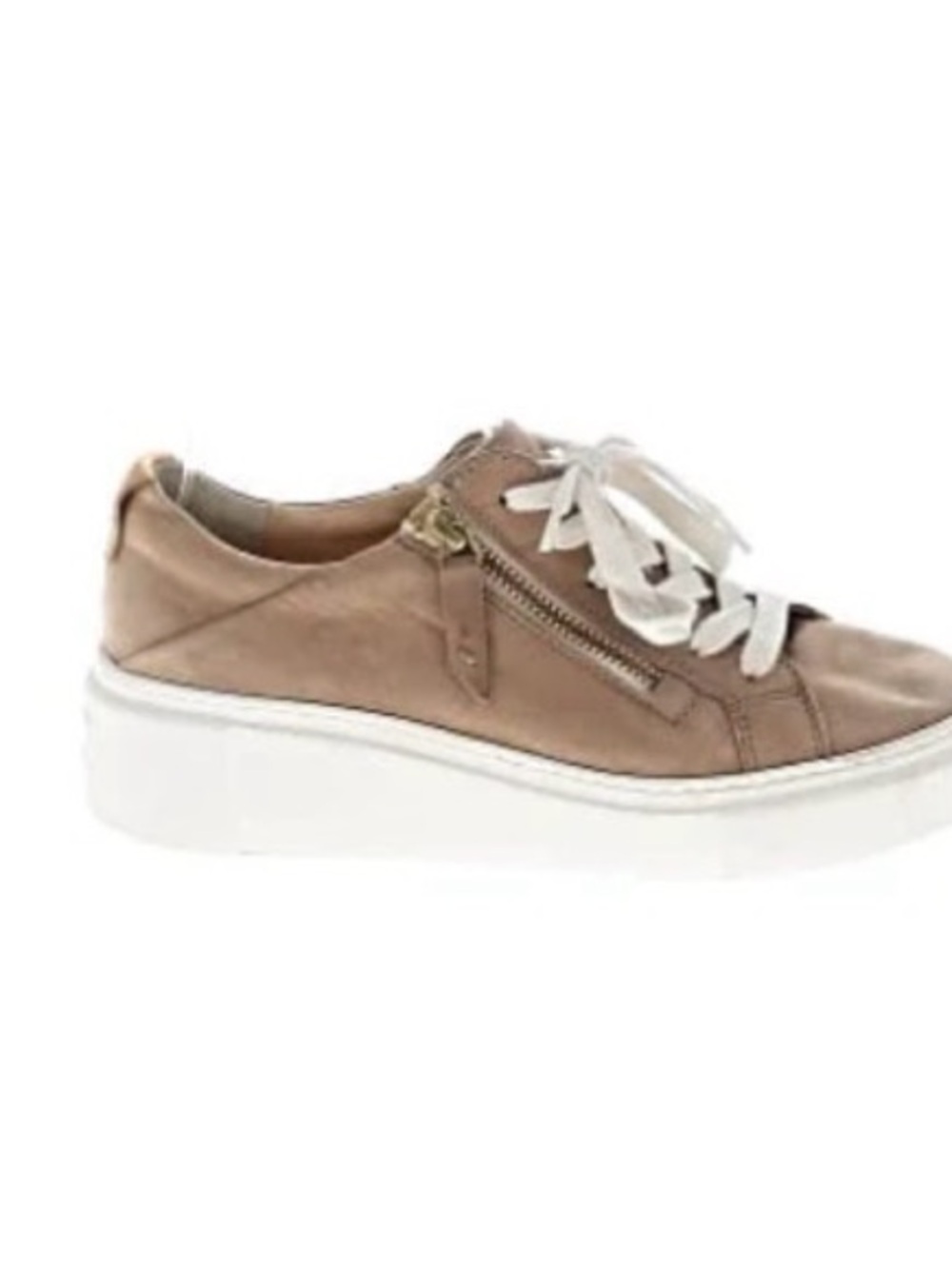Men’s Paul Green Taupe/Tan Leather Lace-Up Sneaker with Side Zipper